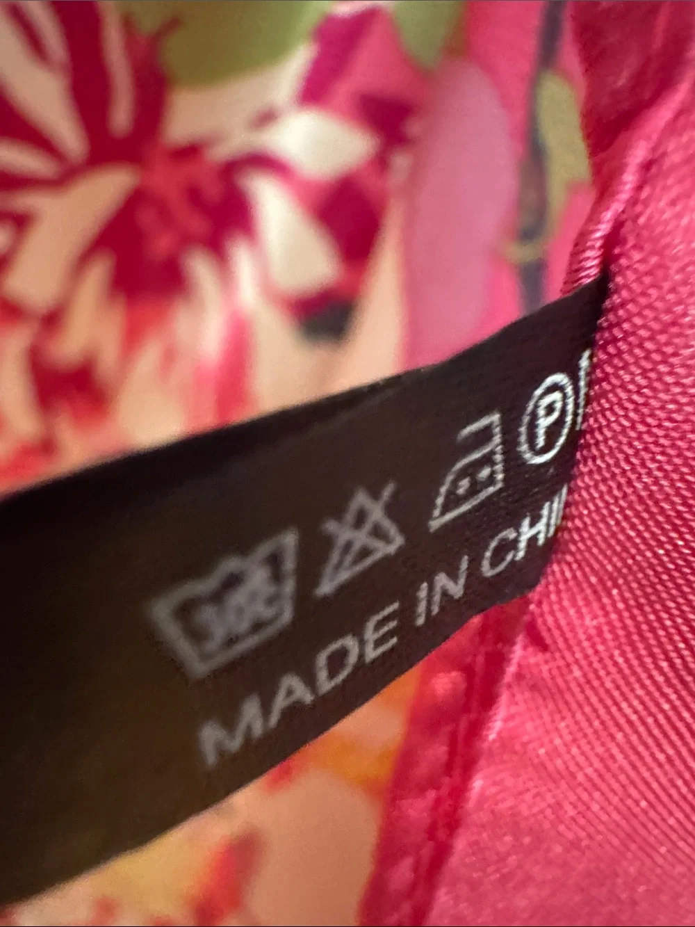 Bright Pink Floral Silk Scarf NWOT